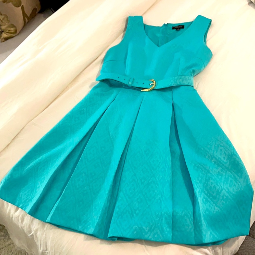 Turquoise Pleated dress for work or play!